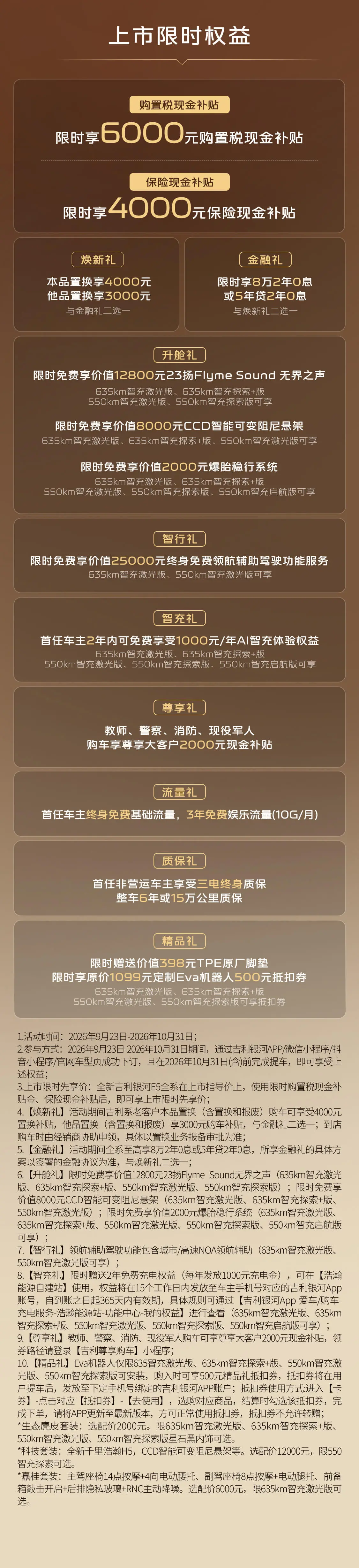 全新吉利银河E5上市：全域800V架构，限时先享价9.78万-13.78万元 详情细节