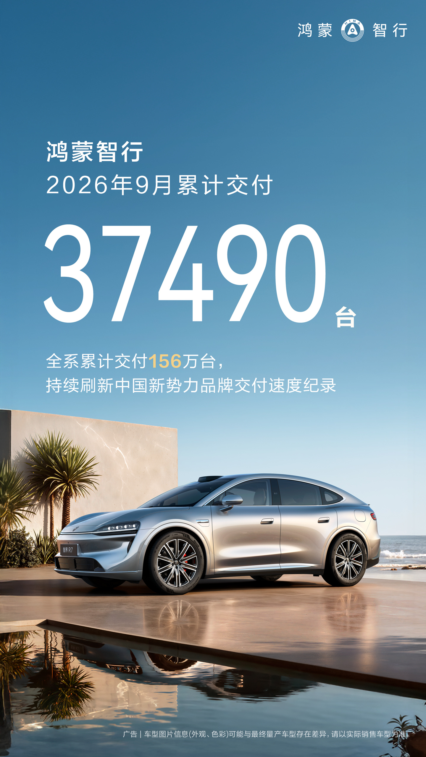 鸿蒙智行9月交付37490台:全系累交付破156万辆,国庆OTA陆续推送